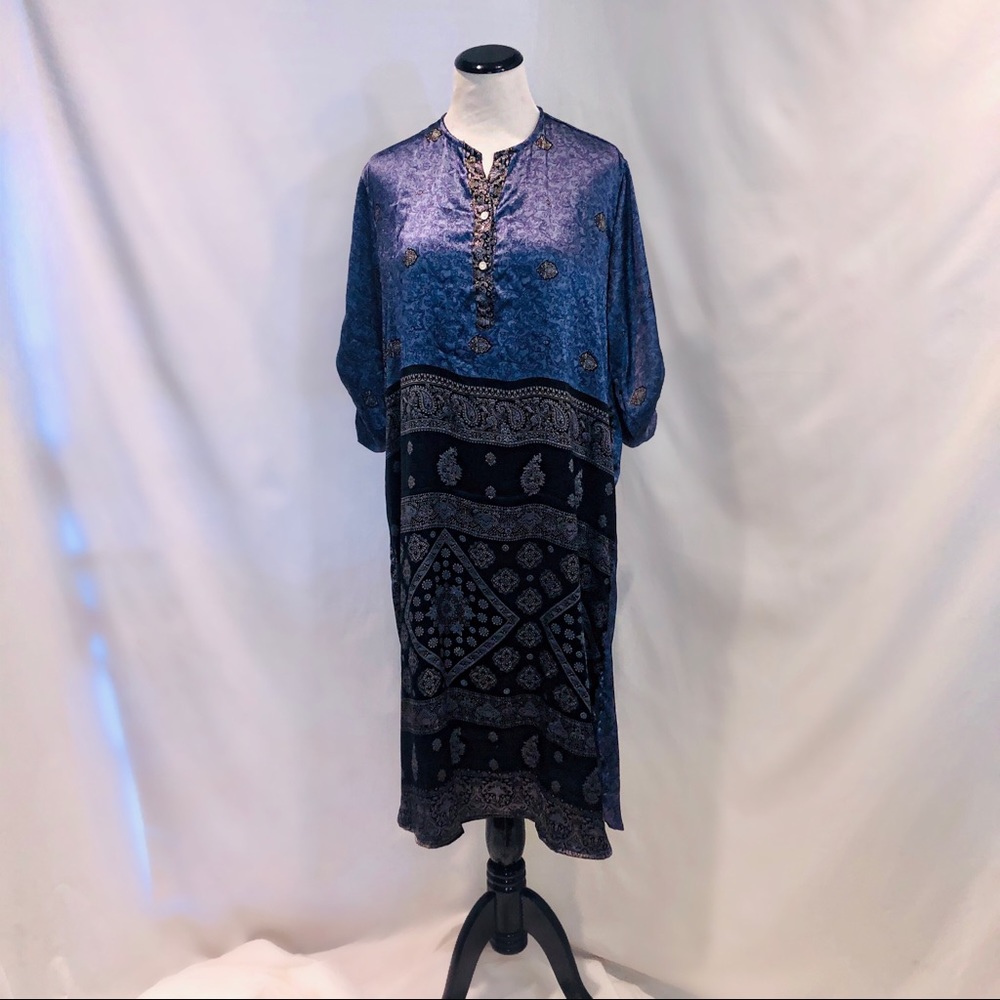 100% Silk Indian Style Dress Blue beautiful design